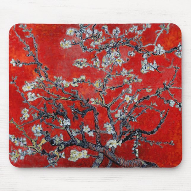 Vincent van Gogh Branches with Almond Blossom Mouse Pad (Front)