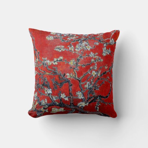 Vincent van Gogh Branches with Almond Blossom Throw Pillow