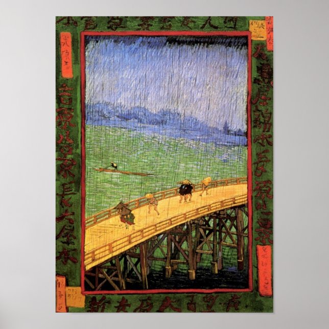 Vincent Van Gogh - Bridge In The Rain Japanese Art Poster (Front)