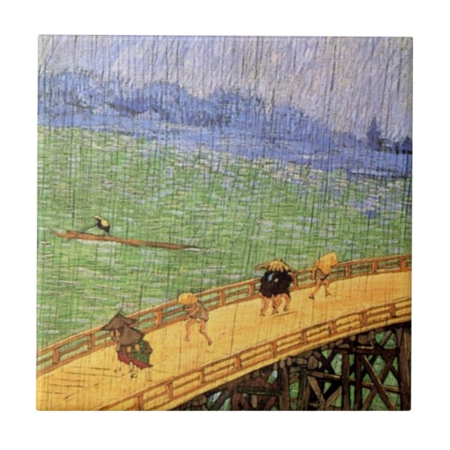 Vincent Van Gogh - Bridge In The Rain Japanese Art Tile (Front)