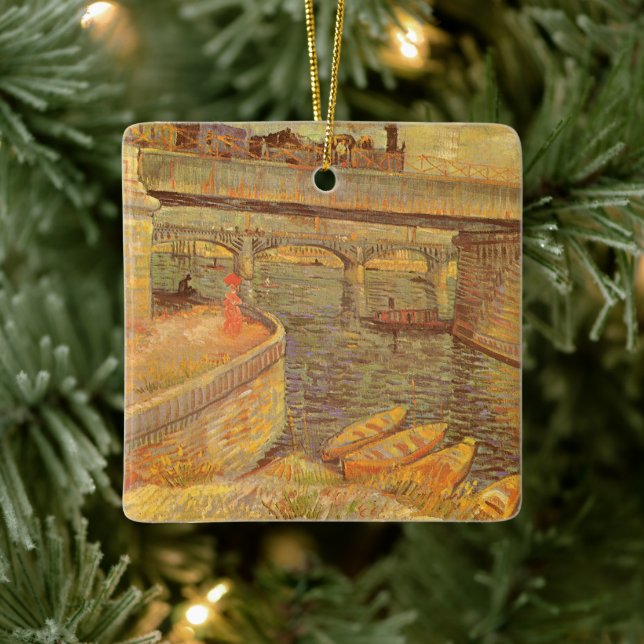 Vincent van Gogh Bridges Across the Seine Asnieres Ceramic Ornament (Tree)