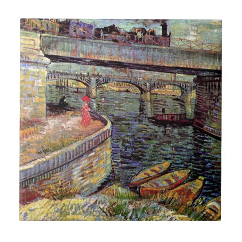 Vincent Van Gogh _ Bridges Across The Seine Tile