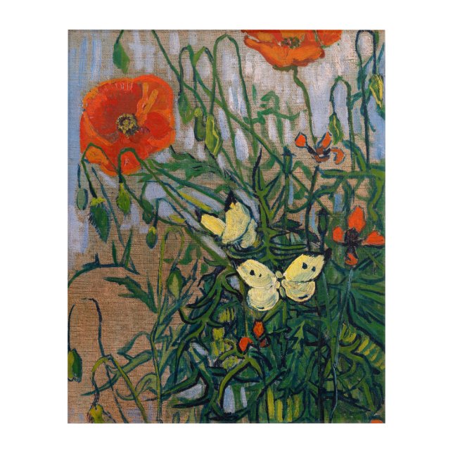 Vincent van Gogh - Butterflies and Poppies Acrylic Print (Front)