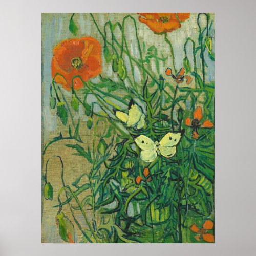 Vincent Van Gogh _ Butterflies and poppies April 1 Poster