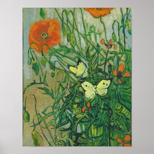 Vincent Van Gogh _ Butterflies and poppies April 1 Poster