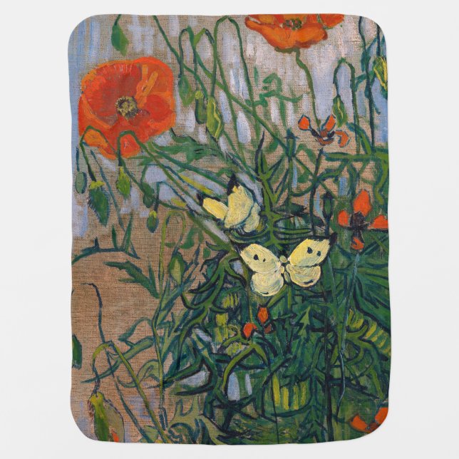 Vincent van Gogh - Butterflies and Poppies Baby Blanket (Front)