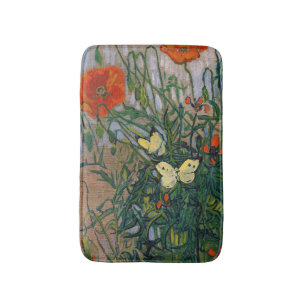 Vincent van Gogh - Butterflies and Poppies Bath Mat