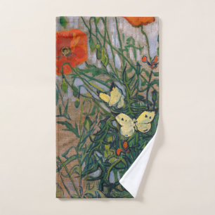 Vincent van Gogh - Butterflies and Poppies Bath Towel Set