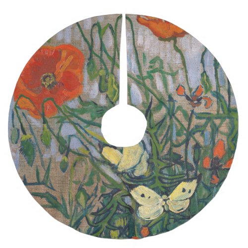 Vincent van Gogh _ Butterflies and Poppies Brushed Polyester Tree Skirt