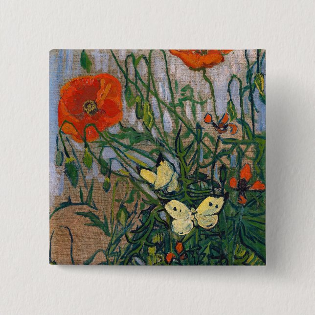 Vincent van Gogh - Butterflies and Poppies Button (Front)