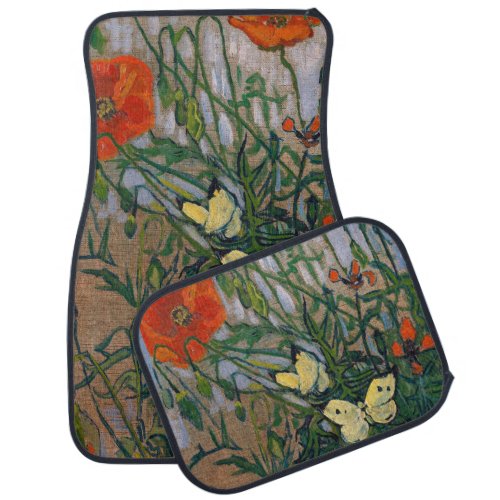 Vincent van Gogh _ Butterflies and Poppies Car Floor Mat