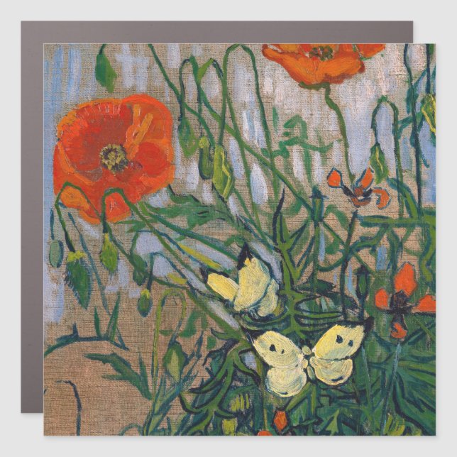 Vincent van Gogh - Butterflies and Poppies Car Magnet (Front)