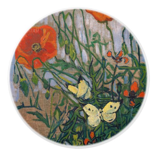 Vincent van Gogh _ Butterflies and Poppies Ceramic Knob