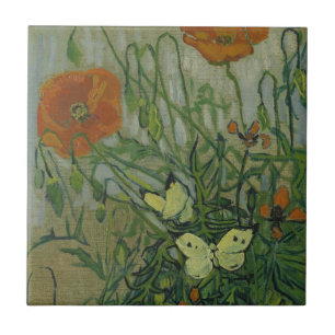 Vincent van Gogh - Butterflies and Poppies Ceramic Tile