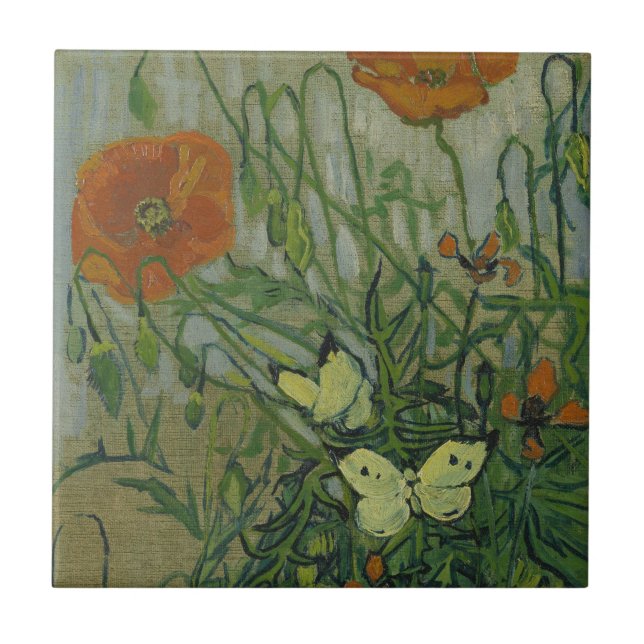 Vincent van Gogh - Butterflies and Poppies Ceramic Tile (Front)
