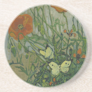 Vincent van Gogh - Butterflies and Poppies Drink Coaster