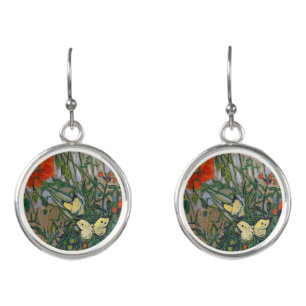 Vincent van Gogh - Butterflies and Poppies Earrings