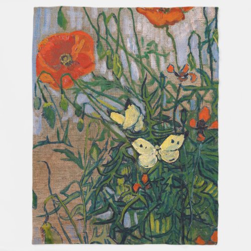 Vincent van Gogh _ Butterflies and Poppies Fleece Blanket