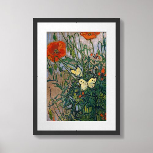 Vincent van Gogh _ Butterflies and Poppies Framed Art