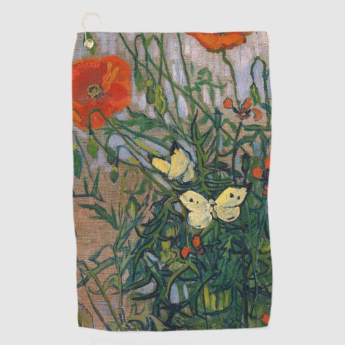Vincent van Gogh _ Butterflies and Poppies Golf Towel