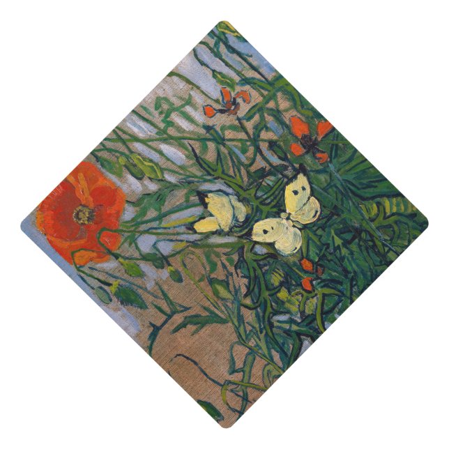 Vincent van Gogh - Butterflies and Poppies Graduation Cap Topper (Front)