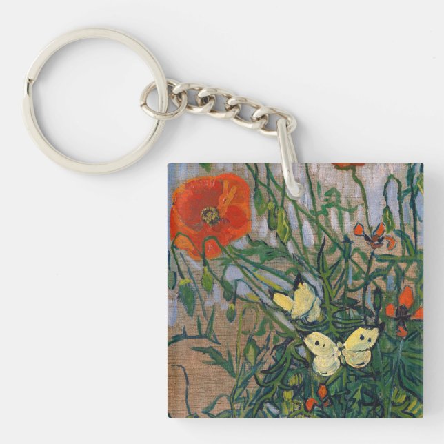 Vincent van Gogh - Butterflies and Poppies Keychain (Front)