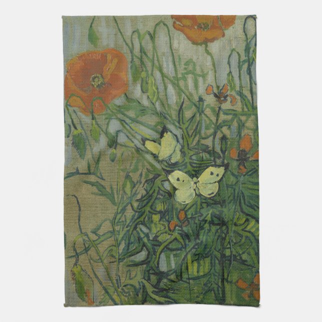 Vincent van Gogh - Butterflies and Poppies Kitchen Towel (Vertical)