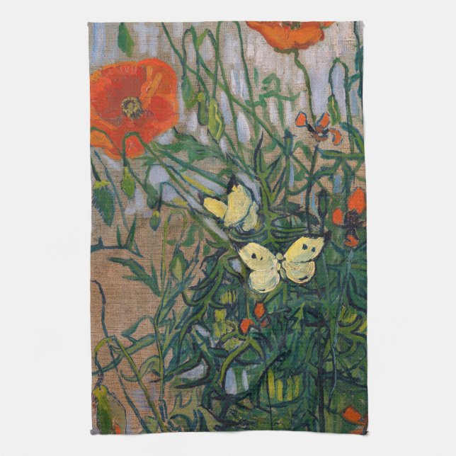 Vincent van Gogh - Butterflies and Poppies Kitchen Towel (Vertical)