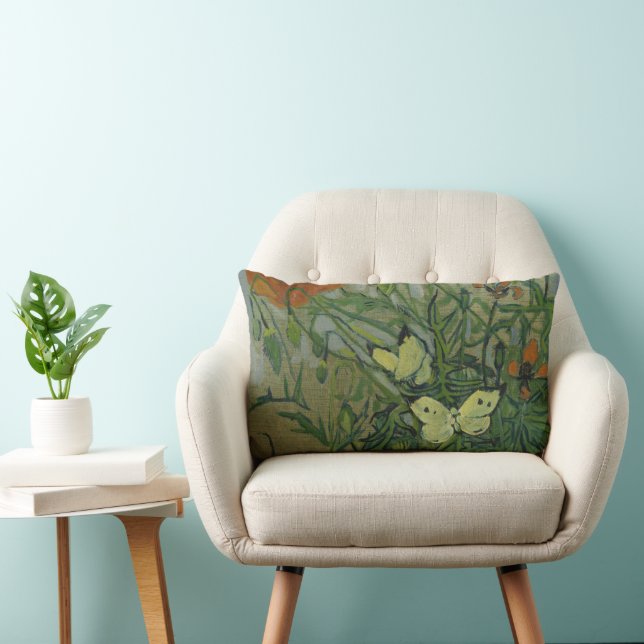 Vincent van Gogh - Butterflies and Poppies Lumbar Pillow (Chair)