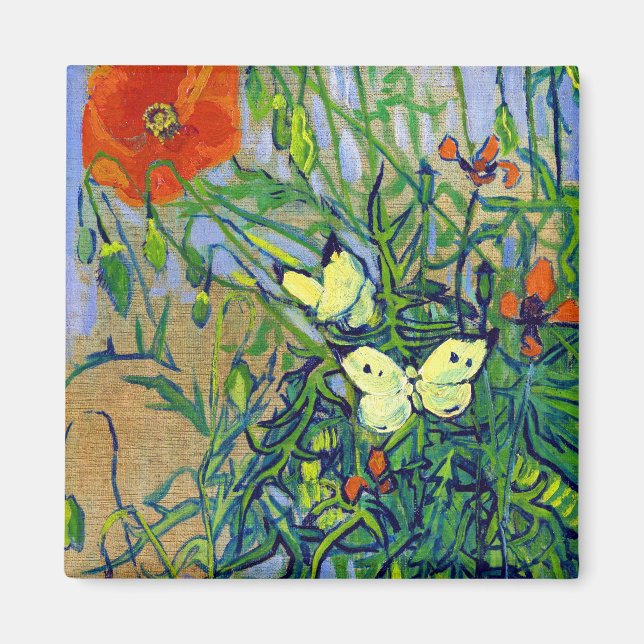 Vincent van Gogh Butterflies and Poppies Magnet (Front)