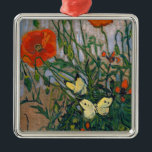 Vincent van Gogh - Butterflies and Poppies Metal Ornament<br><div class="desc">Butterflies and Poppies - Vincent van Gogh,  Oil on Canvas,  1890</div>