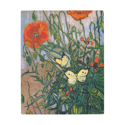 Vincent van Gogh _ Butterflies and Poppies Metal Print