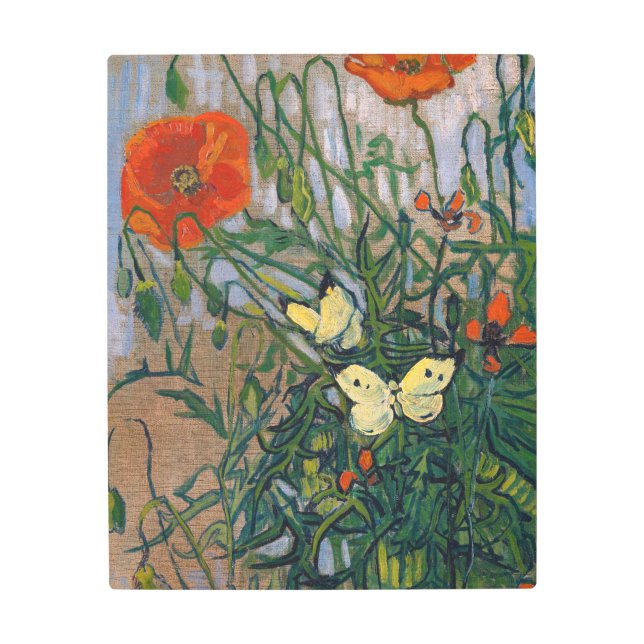 Vincent van Gogh - Butterflies and Poppies Metal Print (Front)