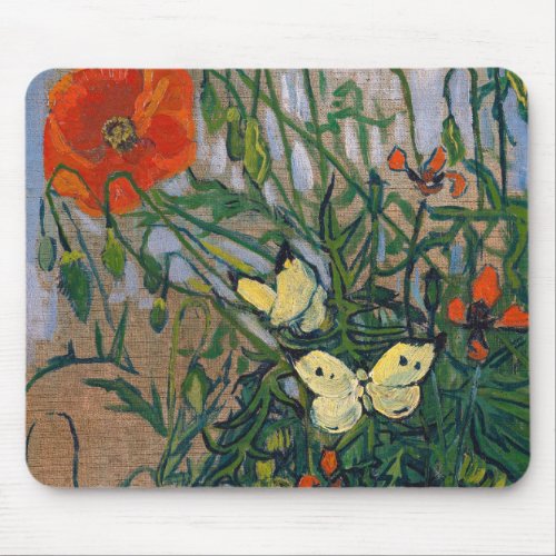 Vincent van Gogh _ Butterflies and Poppies Mouse Pad