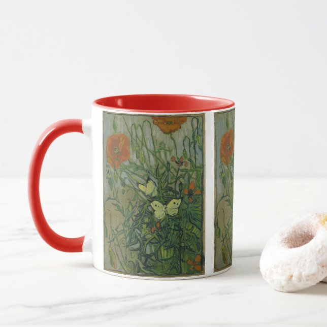 Vincent van Gogh - Butterflies and Poppies Mug (With Donut)