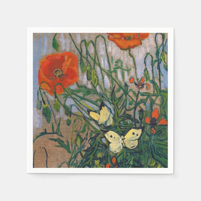 Vincent van Gogh - Butterflies and Poppies Napkins (Front)
