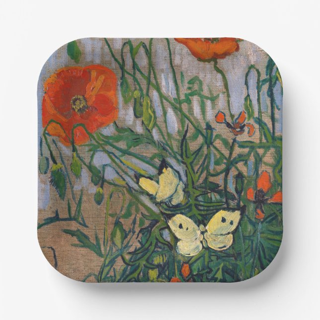 Vincent van Gogh - Butterflies and Poppies Paper Plates (Front)