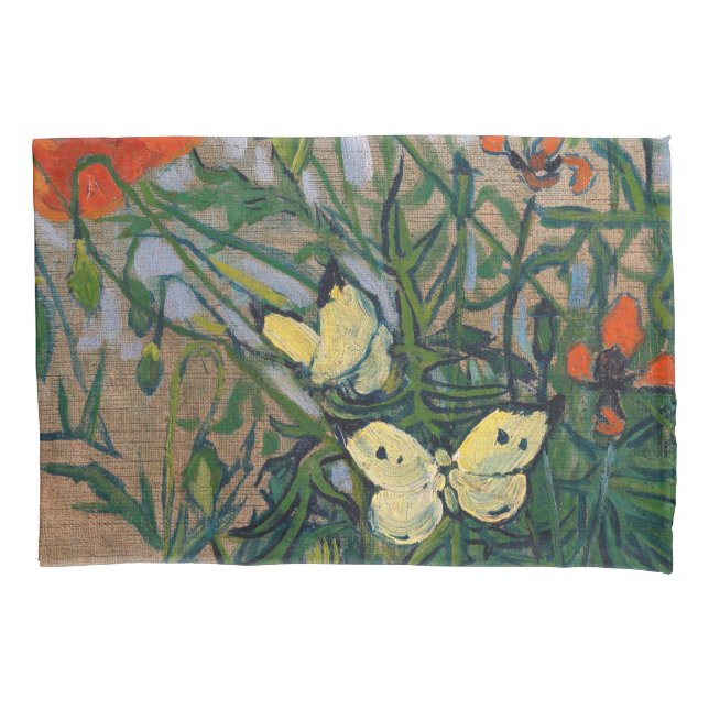 Vincent van Gogh - Butterflies and Poppies Pillow Case (Front)