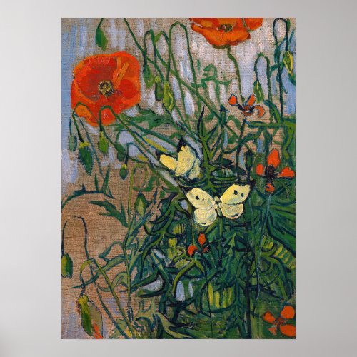 Vincent van Gogh _ Butterflies and Poppies Poster