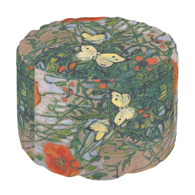 Vincent van Gogh - Butterflies and Poppies Pouf (Angled Back)