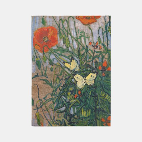 Vincent van Gogh _ Butterflies and Poppies Rug