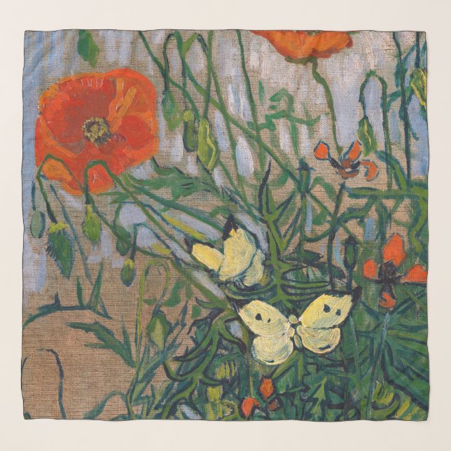 Vincent van Gogh - Butterflies and Poppies Scarf (Front)