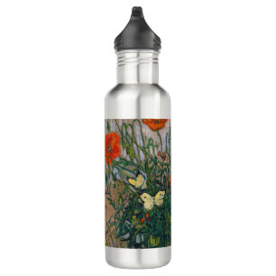Vincent van Gogh - Butterflies and Poppies Stainless Steel Water Bottle