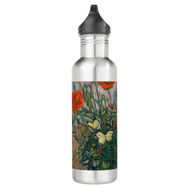 Vincent van Gogh - Butterflies and Poppies Stainless Steel Water Bottle (Right)