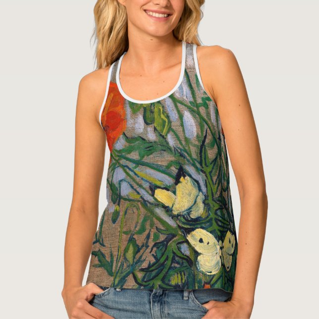 Vincent van Gogh - Butterflies and Poppies Tank Top (Front)