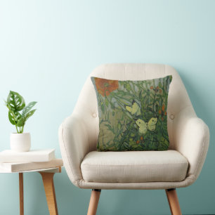 Vincent van Gogh - Butterflies and Poppies Throw Pillow
