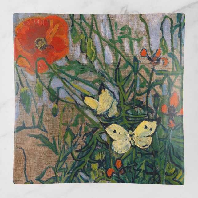 Vincent van Gogh - Butterflies and Poppies Trinket Tray (Front)