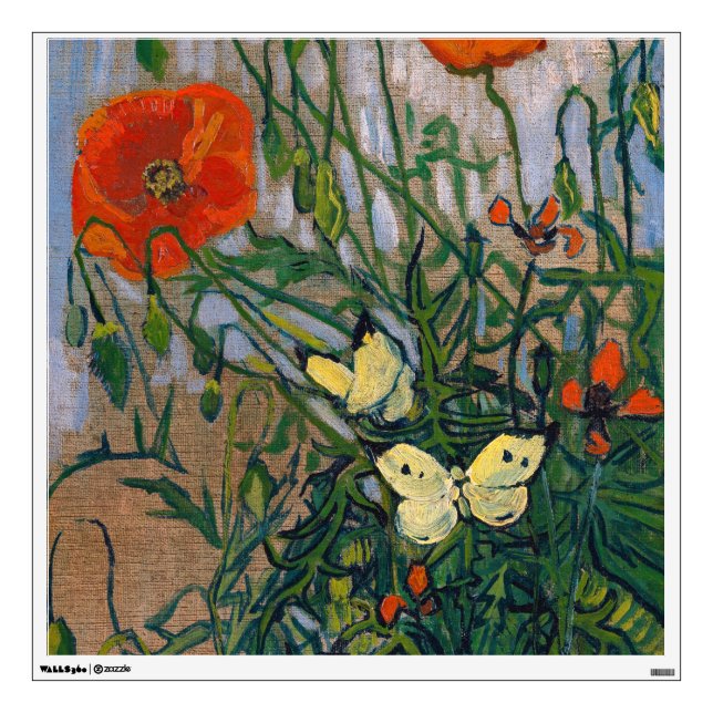 Vincent van Gogh - Butterflies and Poppies Wall Decal (Front)