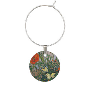 Vincent van Gogh - Butterflies and Poppies Wine Charm