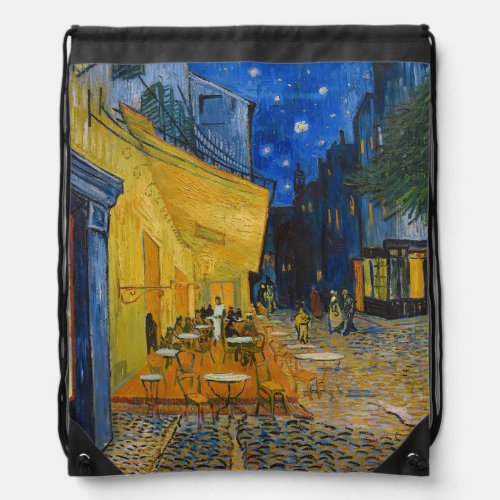 Vincent van Gogh _ Cafe Terrace at Night Drawstring Bag
